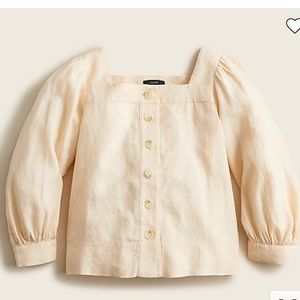 J. Crew square neck button front linen top